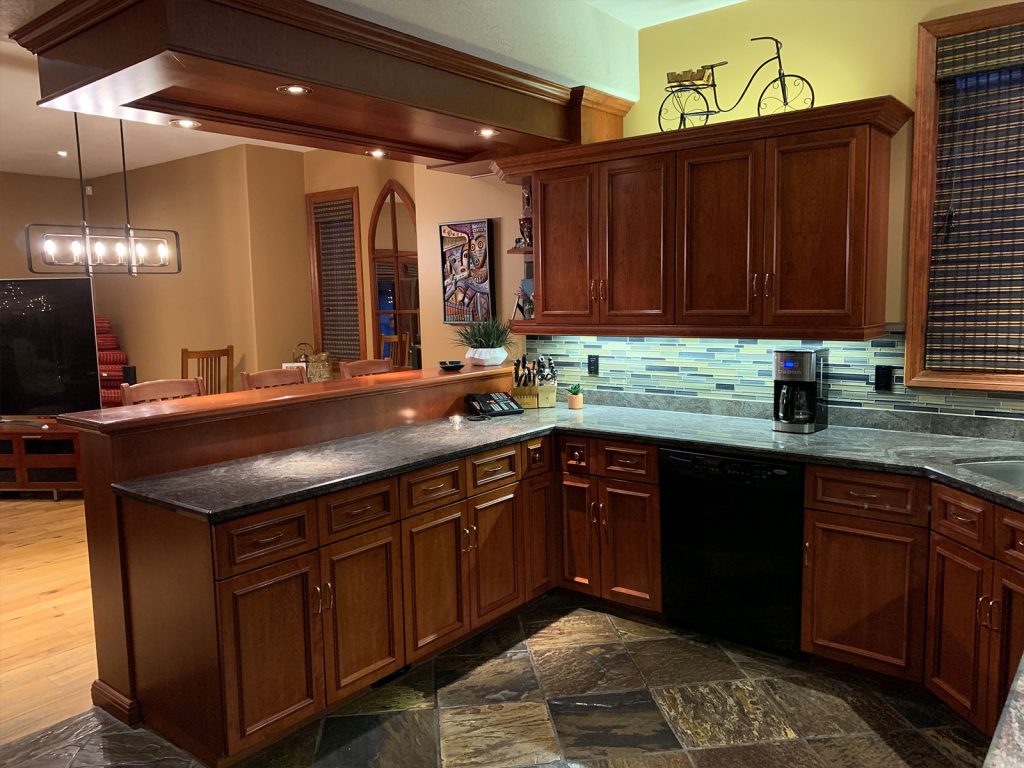 Cherry Kitchen Cabinets with granite countertops