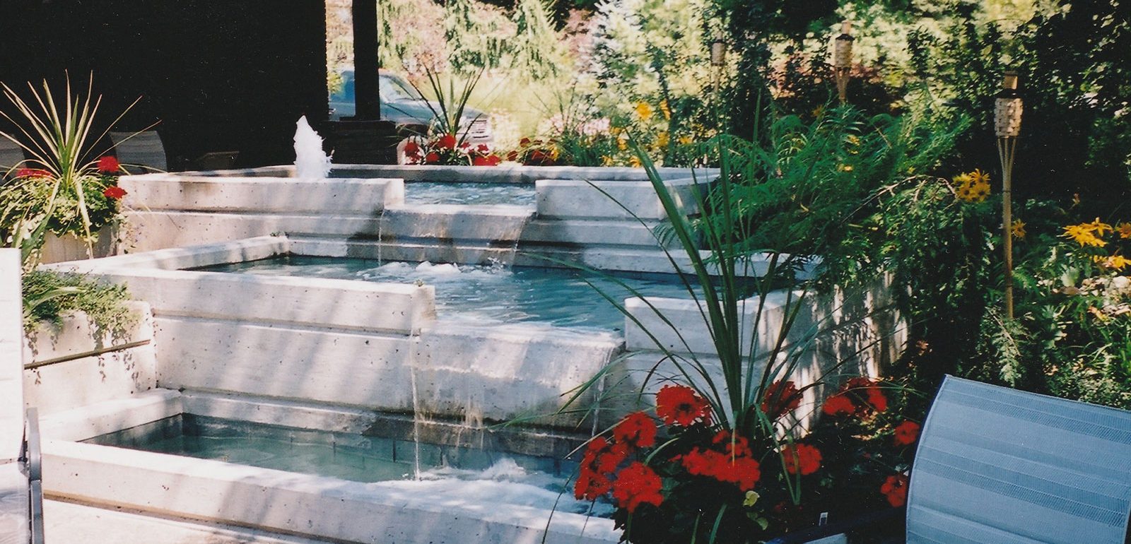 Formed Concrete Vessel Cascading Water Feature