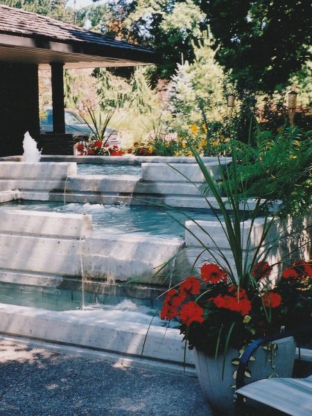 Formed Concrete Vessel Cascading Water Feature