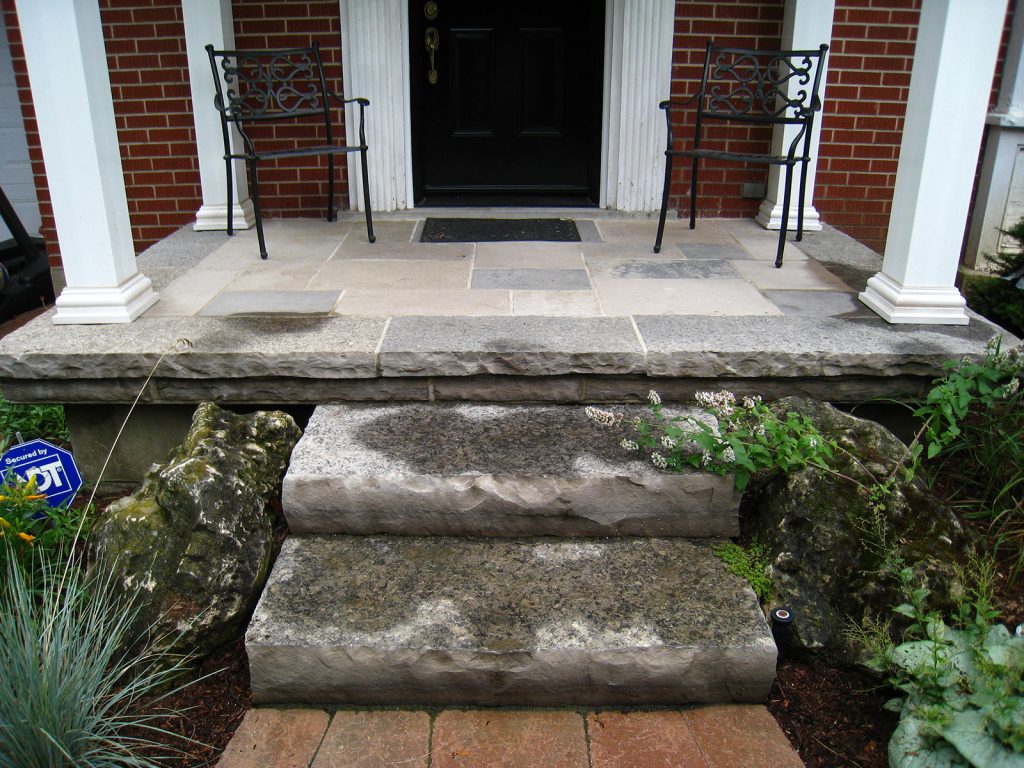 Stacked Limestone Steps and Flagstone Porch